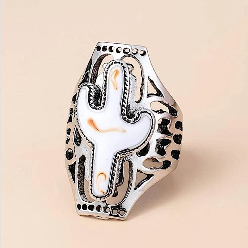 NEW BOHO SILVER CACTUS RING - Picture 4 of 4